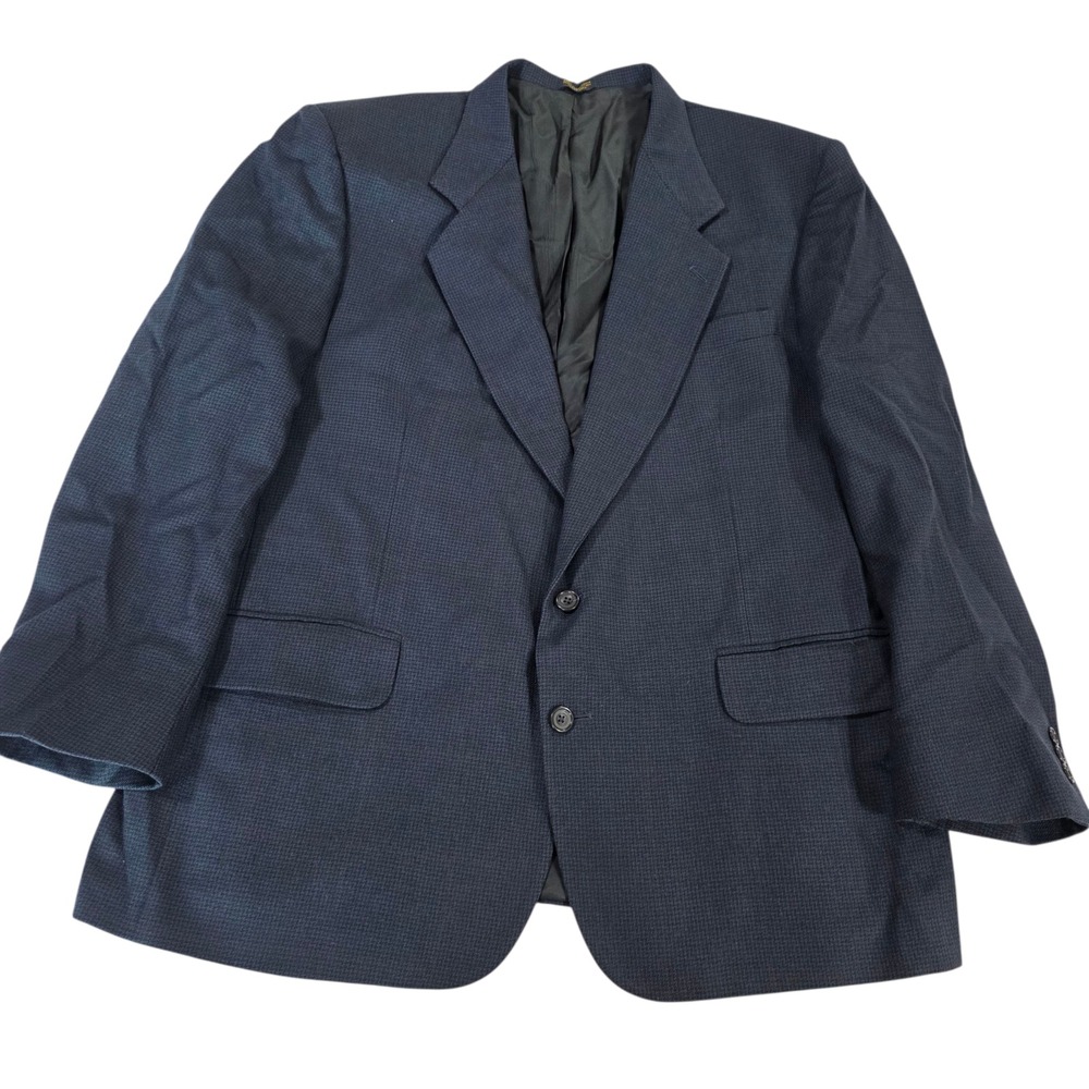 Oscar De La Renta Sport Coat Mens Blue Micro Houdstooth Tailored Notch Lapel